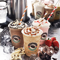 Bilden visar tre olika varianter av frapino på Espresso House. Bilden visar tre olika varianter av frapino på Espresso House.