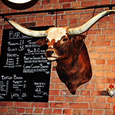En tjur som sitter på väggen hos Texas Long Horn. Foto: Pressbild En tjur som sitter på väggen hos Texas Long Horn. Foto: Pressbild