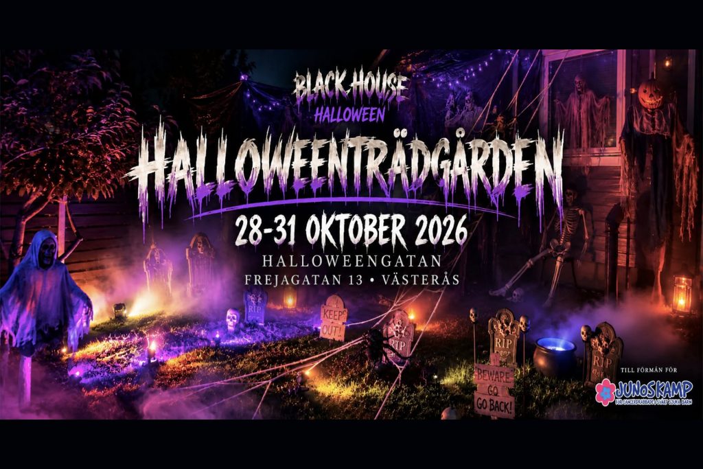 Pressbild för Black House Halloweenträdgård 2026.