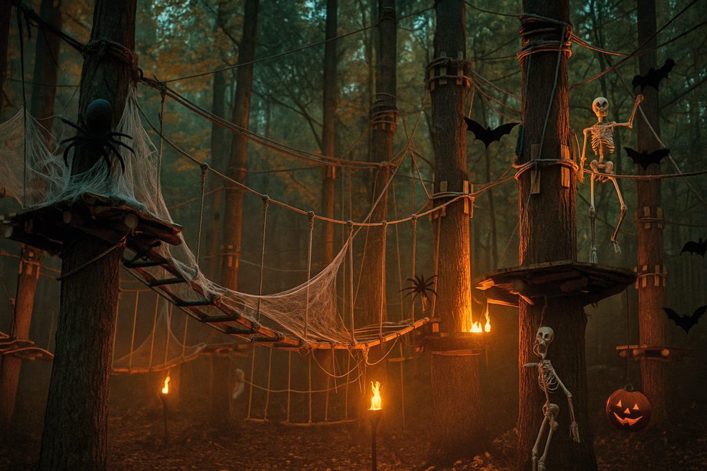 AI-genererad bild av halloweenpyntad höghöjdsbana